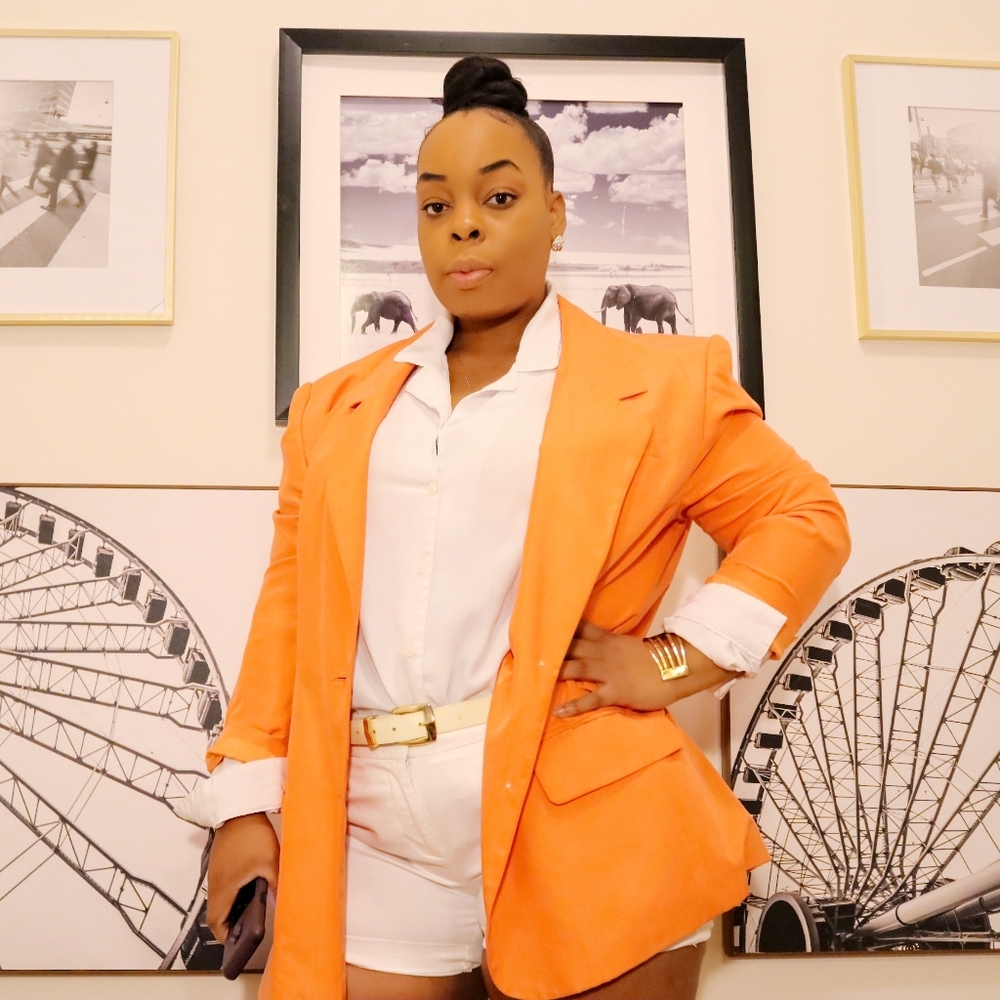 August silk orange blazer